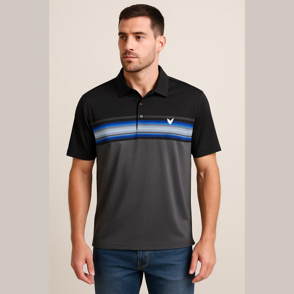 Callaway Golf Polo Shirt Men's Medium Black Gray Blue